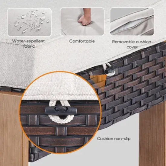 Buenhomino 4 Pieces Patio Furniture Sets, Wicker Patio Swivel Glider Chairs Set with 2 Ottoman, Outdoor Furniture Set for Outside Porch and Backyard image {5}