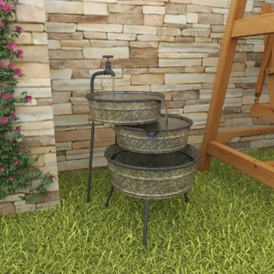 26" x 30" Farmhouse Metal Fountain Gray - Olivia & May image {12}