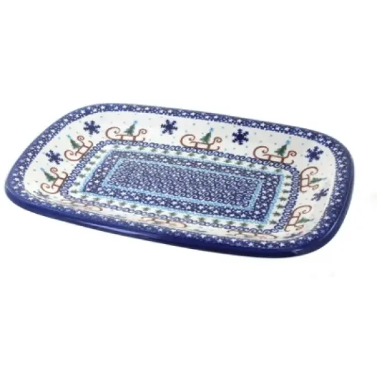 Blue Rose Polish Pottery 120 Vena Medium Rectangular Serving Platter image {10}