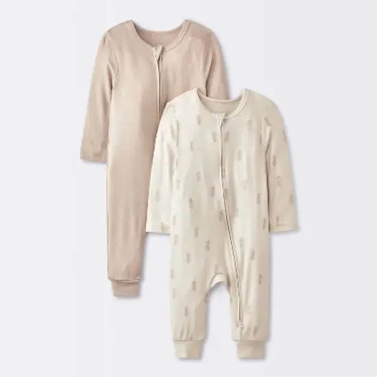 Baby 2pk Leaf So Very Soft Modal Blend Romper - Cloud Island&trade; Cream image {4}