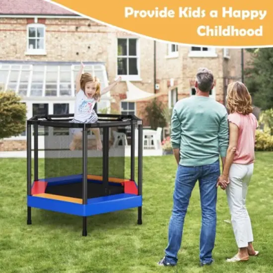 Infans 48" Hexagonal Kids Trampoline Recreational Bounce Jumper W/Foam Padded Handrails image {2}