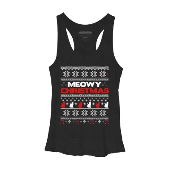 Women's Design By Humans Meowy Christmas Funny Xmas Gift Shirt By thebluebabi Racerback Tank Top image {3}