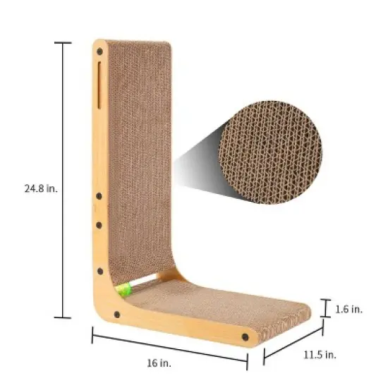 2PCS 23.6" L-Shape Three-dimensional Cat Scratching board, Cat Scratching Post with Ball toy wall Mounted, For Indoor Cats, Large Cat Scratching board image {2}