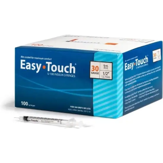 Easy Touch Insulin Syringes 30 Gauge 1mL 12.7mm, 100 Ct image {6}