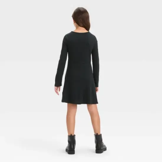 Girls' Long Sleeve Henley Skater Dress - art class&trade; image {1}