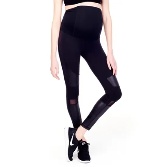 Ingrid & Isabel Moto Maternity Workout Legging with Crossover Panel image {6}