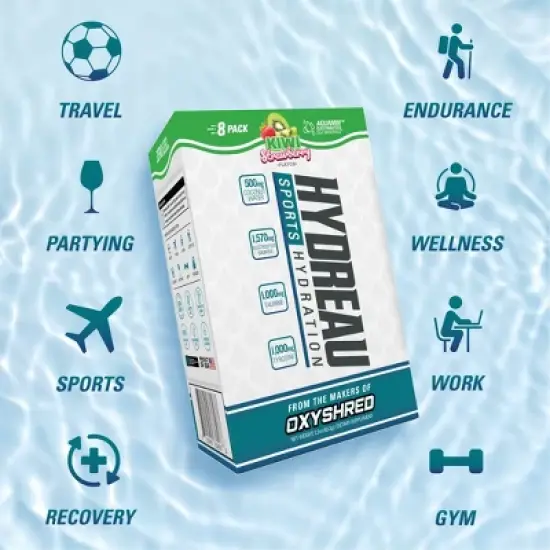 EHPlabs Hydreau Sugar-Free Electrolyte Drink Mix Packets - Kiwi Strawberry - 8ct Hydration Supplement image {5}