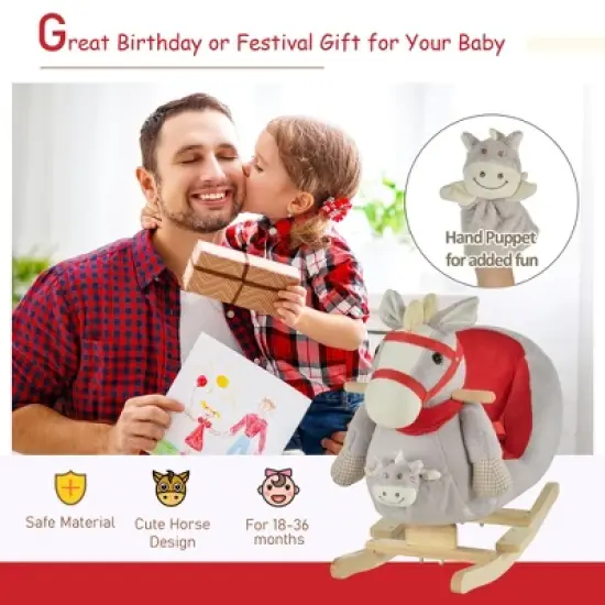 TopComfy Baby Bouncer and Rocker Toddler Kid Chair Plush Rocking Horse Toy for Playroom Living Room, Gray, 23.5"*13.75"*19" image {4}