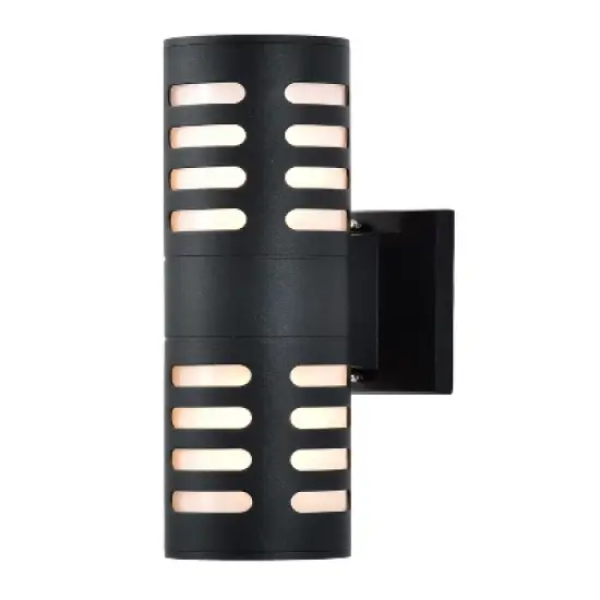 C Cattleya Matte Black Dusk to Dawn Cylinder Outdoor Wall Light Sconce image {7}