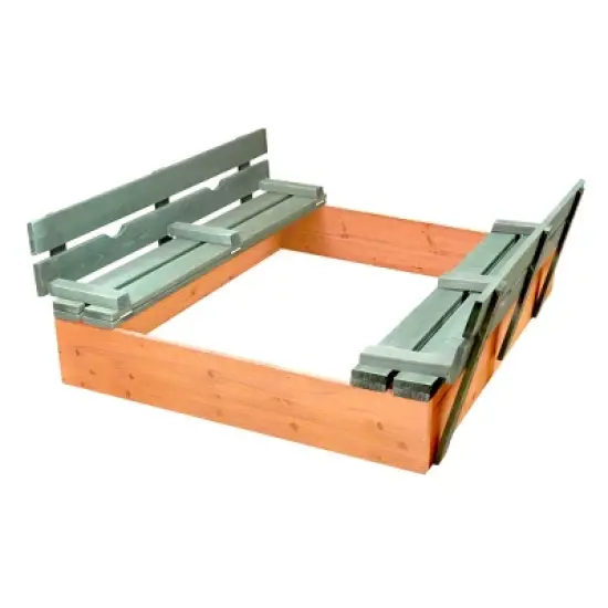 Badger Basket Covered Convertible Cedar Sandbox with Two Bench Seats - Natural/Green image {7}