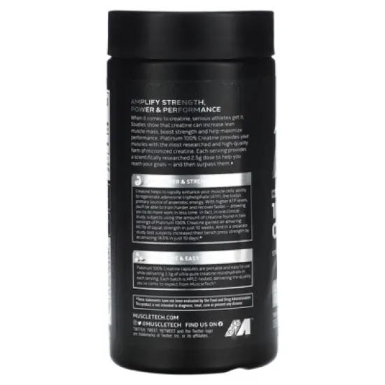 MuscleTech Platinum 100% Creatine Pills | Creatine Monohydrate Pill| | Muscle Recovery + Builder for Men & Women | Workout Supplements | 100 Count image {2}