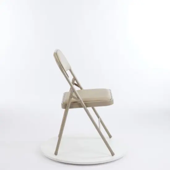 DOMETOUR Set of 2 Folding Chair Leather Padded Folding Chairs Easy to Use and Store Outdoor and Indoor for Home Office Party khaki image {4}