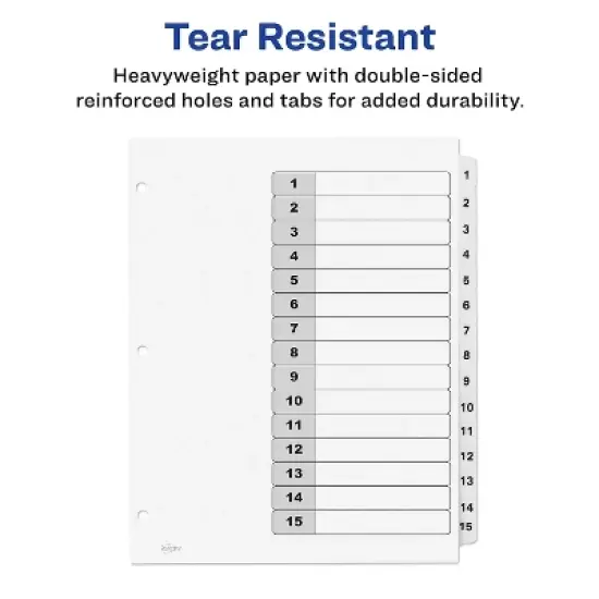 Avery Ready Index Customizable Table of Contents Black & White Dividers 15-Tab Ltr 11142 image {4}