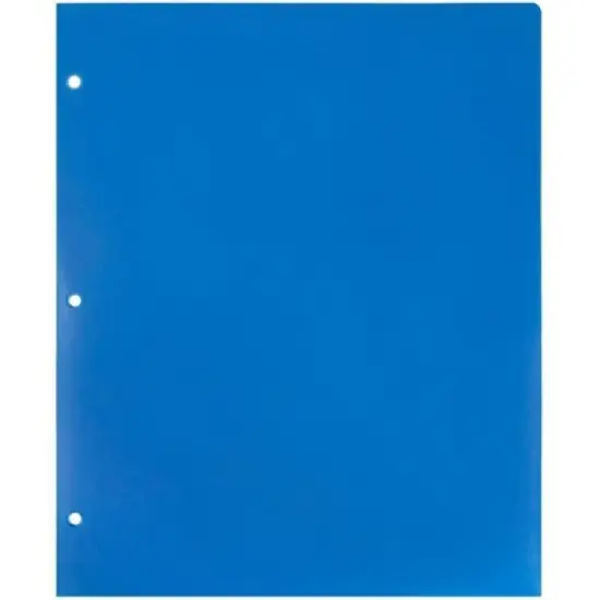 JAM 6pk 2 Pocket Heavy Duty 3 Hole Punched Plastic Folders - Blue image {4}