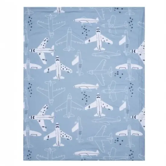 Bedtime Originals Little Aviator Blue/White Airplane Soft Fleece Baby Blanket image {2}