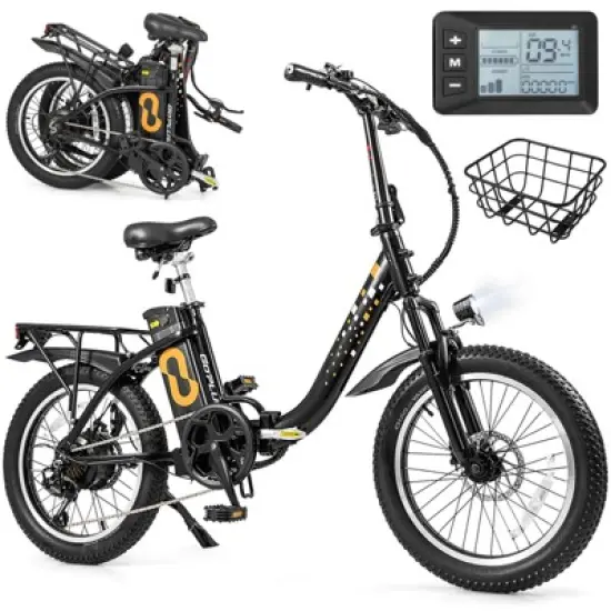 Costway Folding Electric Mountain Bike for Adults with 20" Fat Tires 750W Brushless Motor 54V 13Ah UL2849 image {7}
