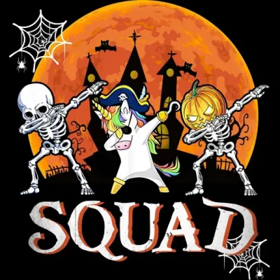 Women's Design By Humans Halloween Squad Skeleton Unicorn Dabbing By dodorindesign Racerback Tank Top image {1}