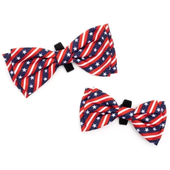 The Worthy Dog Bias Stars and Stripes Bow Tie Adjustable Collar Attachment Accessory image {1}
