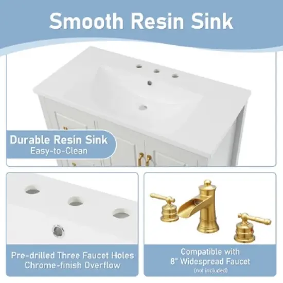 Christopher Knight Home Borah Modern 36" Freestanding Bathroom Vanity with Resin Sink image {5}