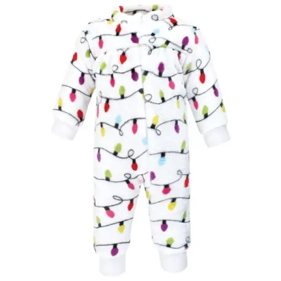 Hudson Baby Infant Girl Plush Jumpsuits, Pink Christmas Lights image {2}