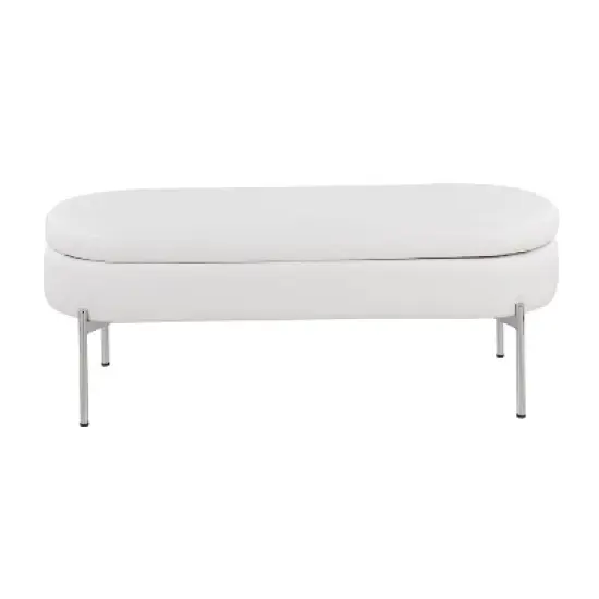 48" Chloe PU Leather/Metal Storage Bench Chrome/White - LumiSource image {5}