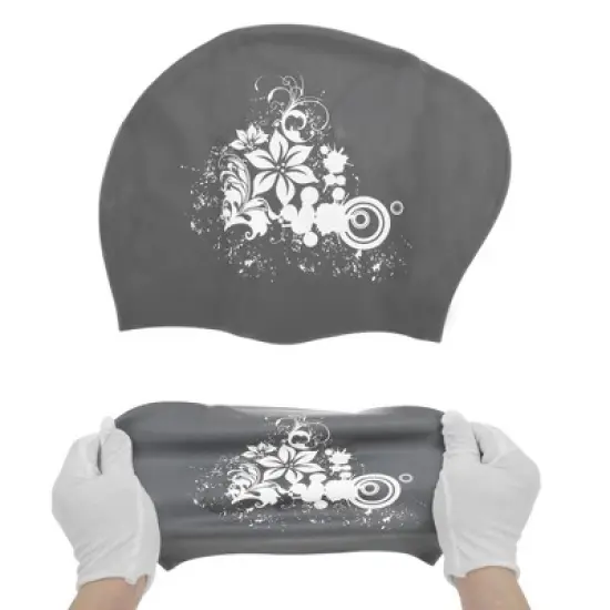 Unique Bargains Women's Silicone Floral Pattern Swim Cap 1 Pc image {4}