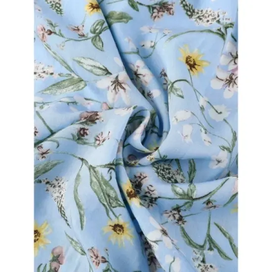 Allegra K Women's Crew Neck Fit and Flare Summer Floral Midi Smocked Dress image {3}