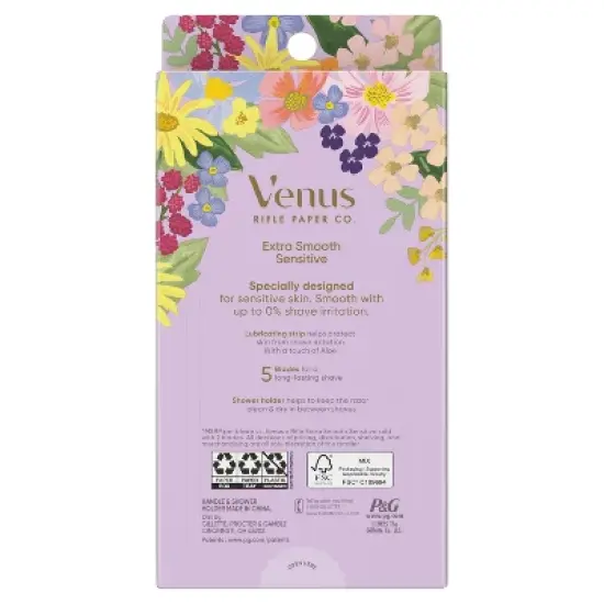 Rifle Paper Co. + Venus Extra Smooth Sensitive Women's Razor Handle, 4 Razor Blade Refills and Shower Holder image {4}