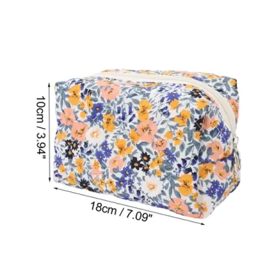 Unique Bargains Women Colored Flowers Makeup Bag 1 Pc image {2}