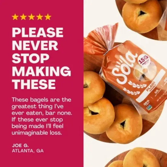Sola Original Plain Bagel - 12oz image {9}