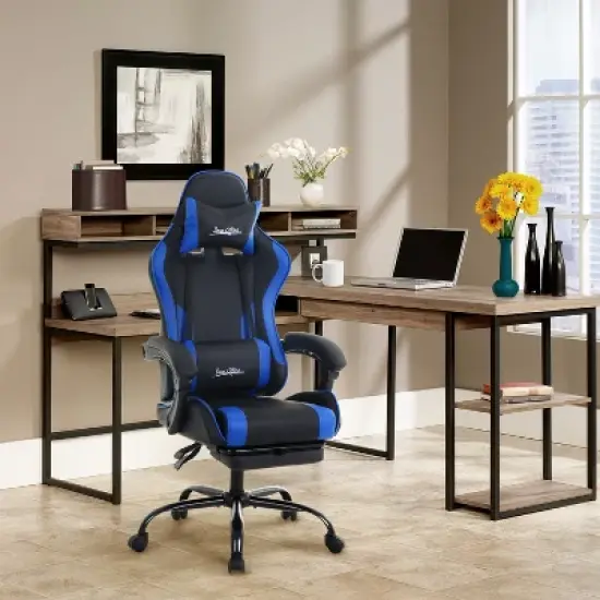 BestMassage Gaming Chair Office Computer Desk Chair Computer Chair with Footrest & Lumbar Support image {1}
