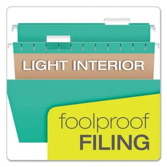 Pendaflex Colored Hanging Folders, Letter Size, 1/5-Cut Tabs, Aqua, 25/Box image {6}