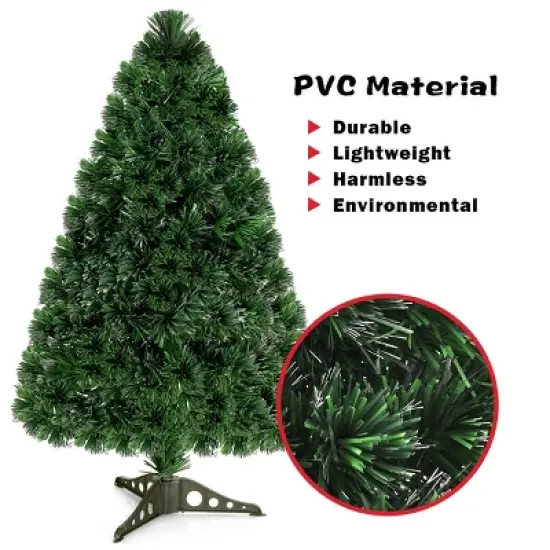 Costway Pre-Lit Fiber Optic Artificial PVC Christmas Tree Tabletop 3Ft image {4}
