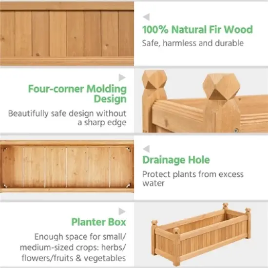 Yaheetech Wooden Raised Garden Bed Garden Planter for Yard Light Brown image {3}