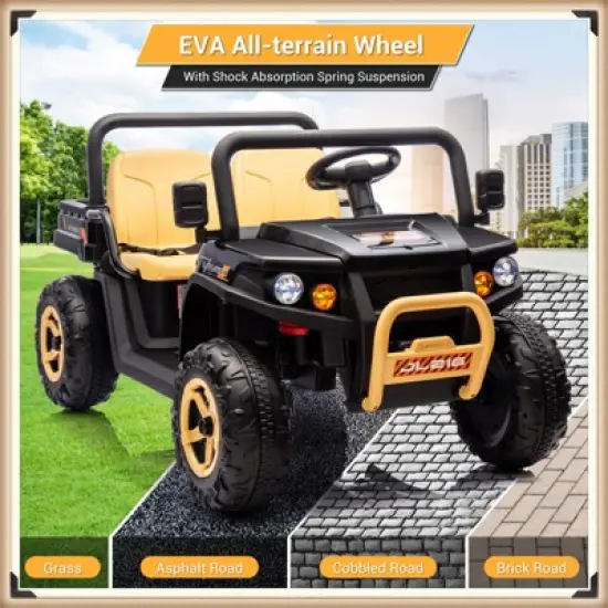 Garvee 24V Kids Ride On Dump Truck, 2-Seater Electric UTV with Remote Control, 4x35W Motors, Shovel, Music, Lights & Bluetooth image {6}