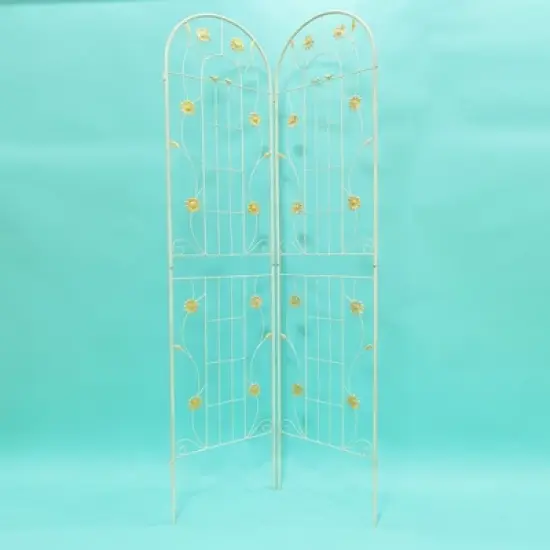 4 Pack Metal Garden Trellis 86.7" x 19.7" Trellis for Climbing Plants Outdoor Flower Support Cream White image {3}