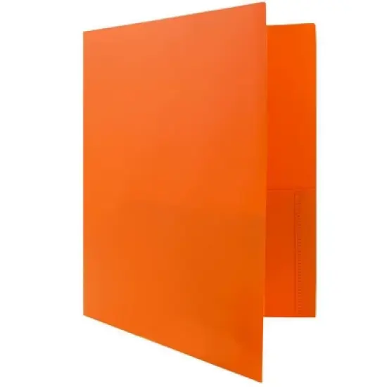 JAM 6pk POP 2 Pocket School Presentation Plastic Folders with Prong Fasteners Orange image {3}