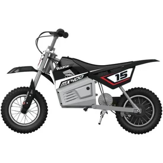 Razor MX400 Dirt Rocket Kids Ride On 24V Electric Toy Motocross Motorcycle Dirt Bike, Speed 14 MPH, for Kids Ages 13+ or 140 Pounds Max Weight, Black image {1}