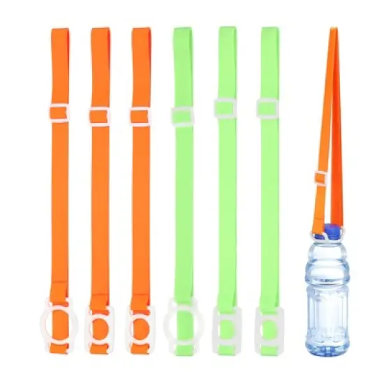 Unique Bargains Hiking Walking Outdoor Adjustable Shoulder Strap with Carrier Ring Water Bottle Lanyards 6 Pcs image {4}