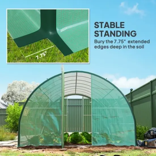 Outsunny Walk-in Tunnel Greenhouse with Hinged Doors, Mesh Windows, Upgraded Gardening Plant Warm House Tent image {4}