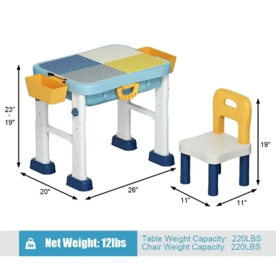 Costway 6 in 1 Kids Activity Table Set w/ Chair Toddler Luggage Building Block Table image {9}