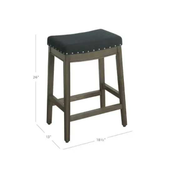 26" Blake Backless Counter Height Barstool with Nailheads - HomePop image {1}