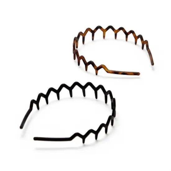 Kitsch Rabs Zig Zag Recycled Headband - Black/Tortoise - 2pk image {1}