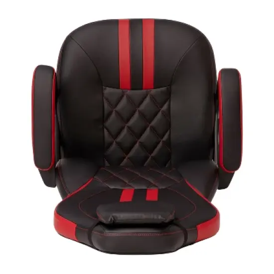 Emma and Oliver Ergonomic High Back Swivel Gaming Chair with Diamond Stitch Black Faux Leather Upholstery with Red Accent Stripes, Padded Arms image {13}