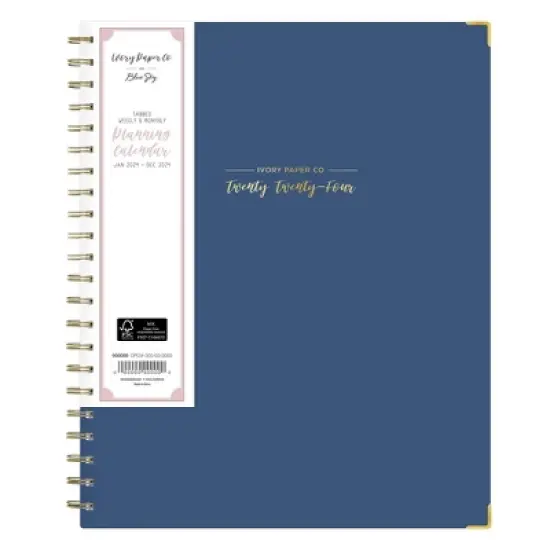 Ivory Paper Co 2024 Planner 11"x8.5" Weekly/Monthly Wirebound Navy image {2}