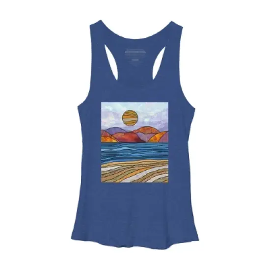 Women's Design By Humans Beach Landscape Stain Glass By Maryedenoa Racerback Tank Top image {9}