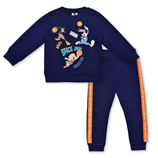 Warner Bros Boy's Looney Tunes Space Jam Graphic Pullover Sweatshirt and Taped Jogger Pants Set image {5}