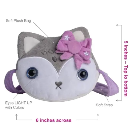 Adora Be Bright Purse for Little Girls - Stuffed Animal Wolf Design - Eyes Light Up image {3}