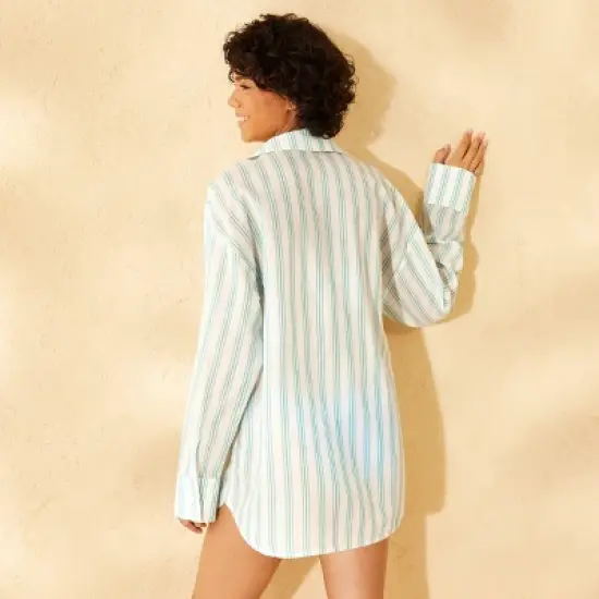Women's Long Sleeve Button-Down Cover Up Top - Wild Fable&trade; Cream image {1}