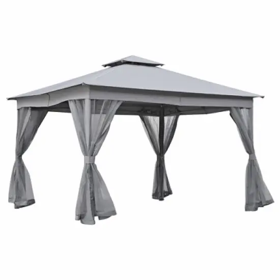 10'x12'/10'x10' Outdoor Gazebo Tent with Double Roofs, Patio Gazebo Canopy with Mosquito Netting for Garden, Lawn -ModernLuxe image {8}